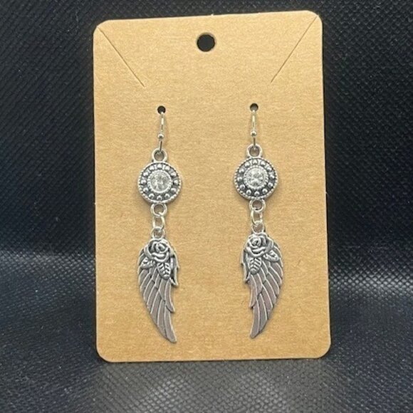 Crystal Angel Wing Earrings - Picture 2 of 4